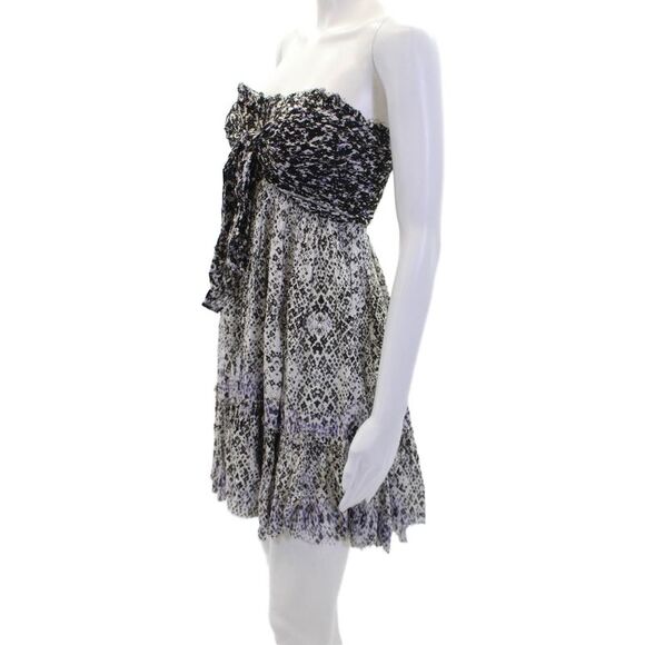 FP One by Free People Women's Strapless Smocked Tiered Mini Dress Black Size S - Picture 2 of 4